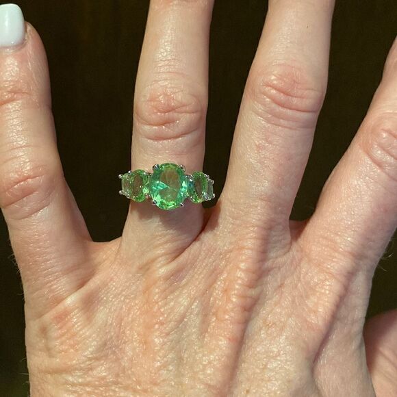 Sterling silver marked 925 five stone green ring peridot August birthstone - Picture 14 of 14